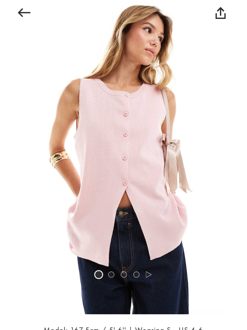 NWOT Sleeveless Button-Front Pink Knit Top
